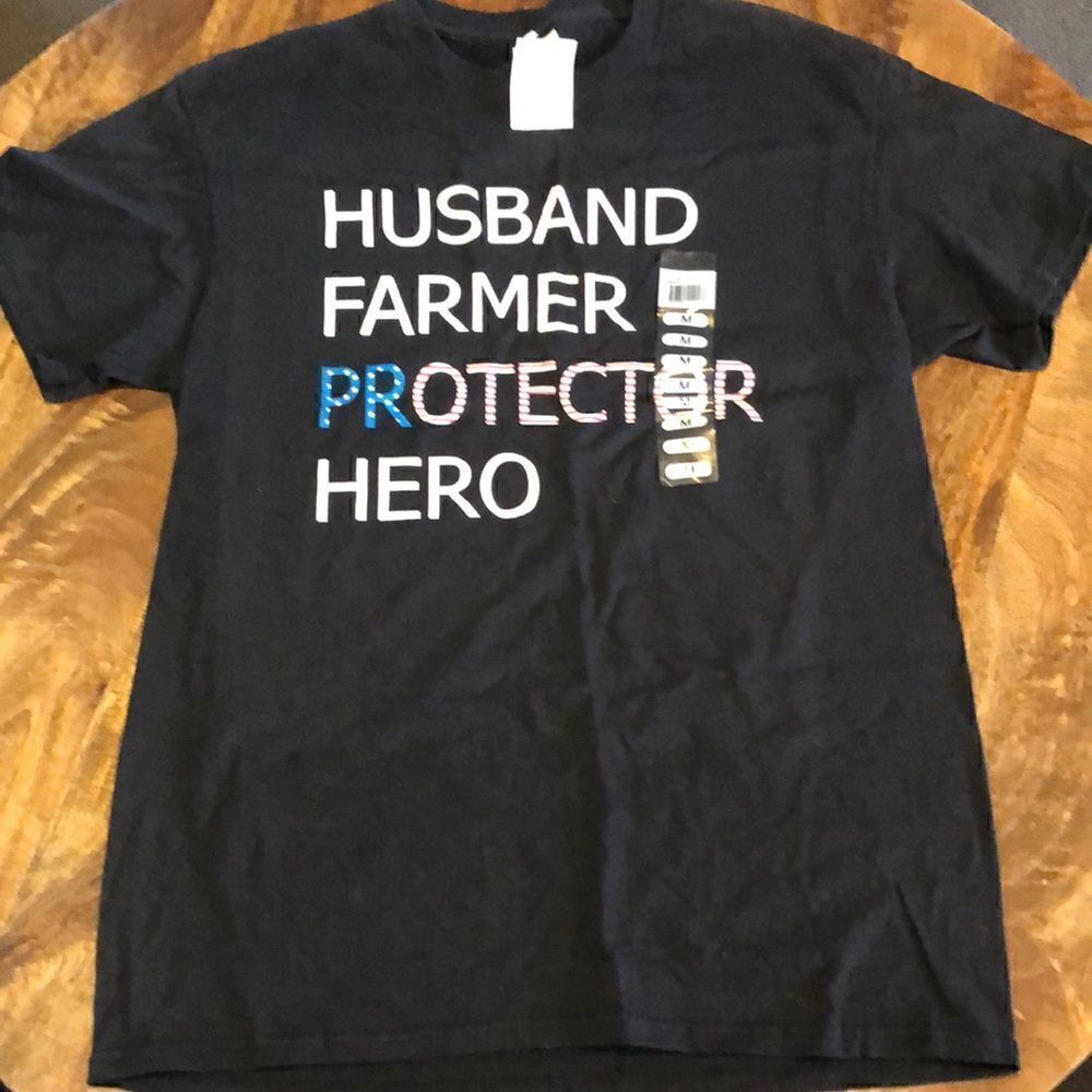 Husband Farmer Protector Hero tee black medium
